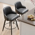 thumbnail image 1 of Zimtown Modern Swivel Barstools Set of 2, Padded PU Leather Bar Chairs 26" for Dining Room, Kitchen Island, Bar, Black, 1 of 8