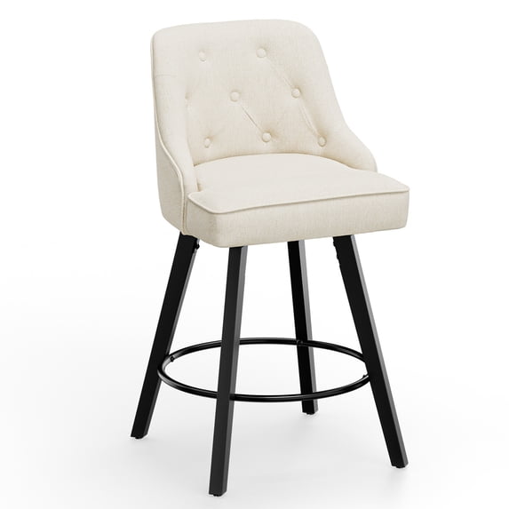 Zimtown Modern Swivel Barstools with Back, 26" Counter Height Bar Stools Kitchen Island Dining Chairs Set of 1, Beige