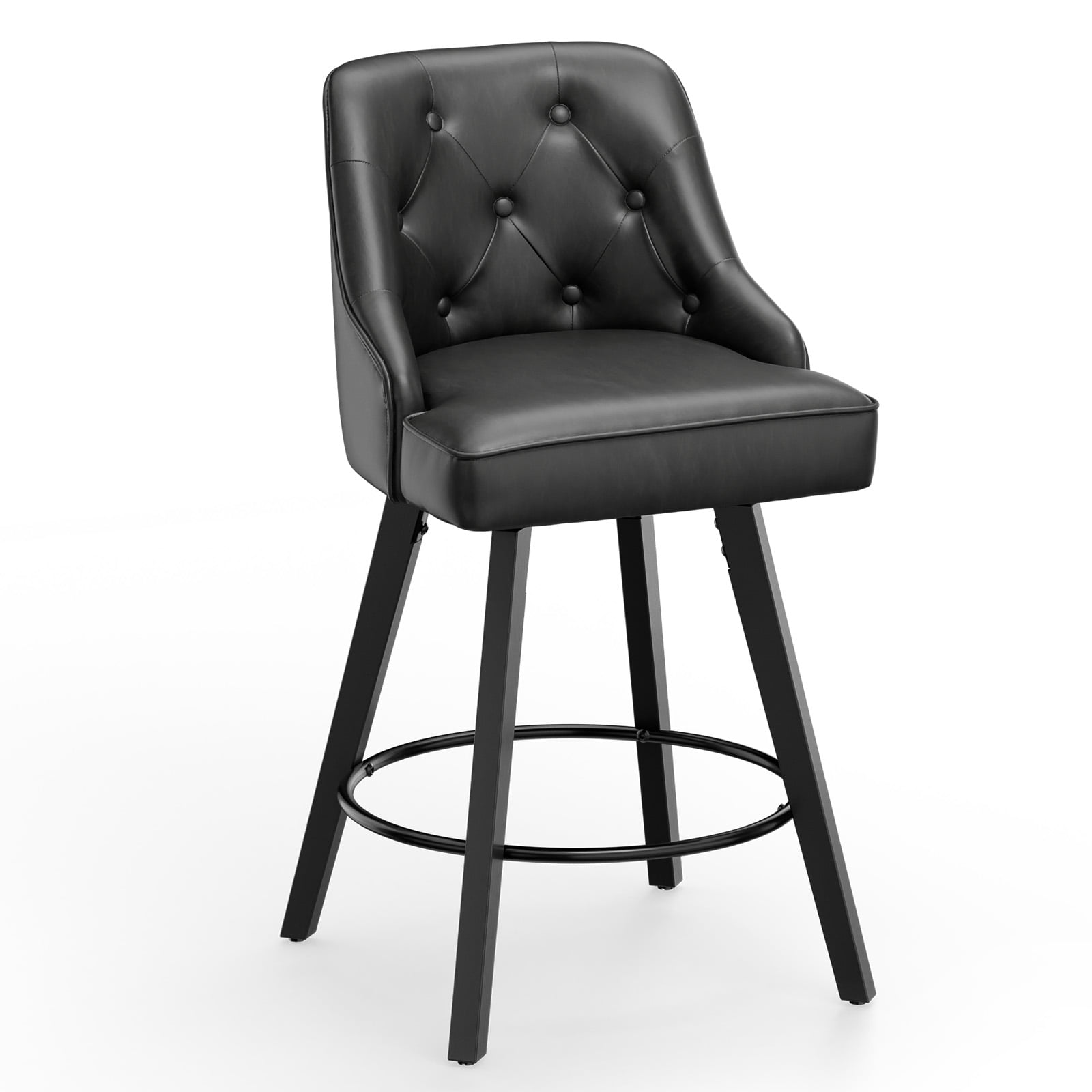 Zimtown Modern Swivel Barstools with Back, 26" Counter Height Bar Stools Kitchen Island Dining Chairs Set of 1, Black