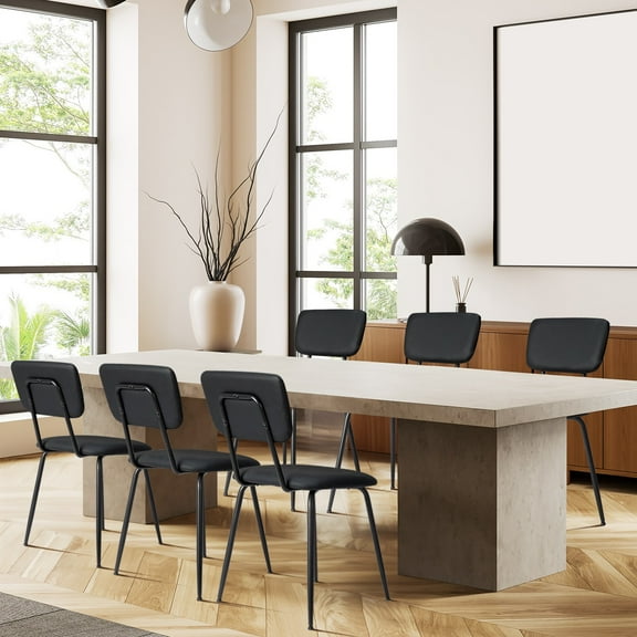 Zimtown Modern Upholstered Dining Chairs Set of 6, Dining Room Chair, Kitchen, Bedroom, Living Room Seating Furniture, Black