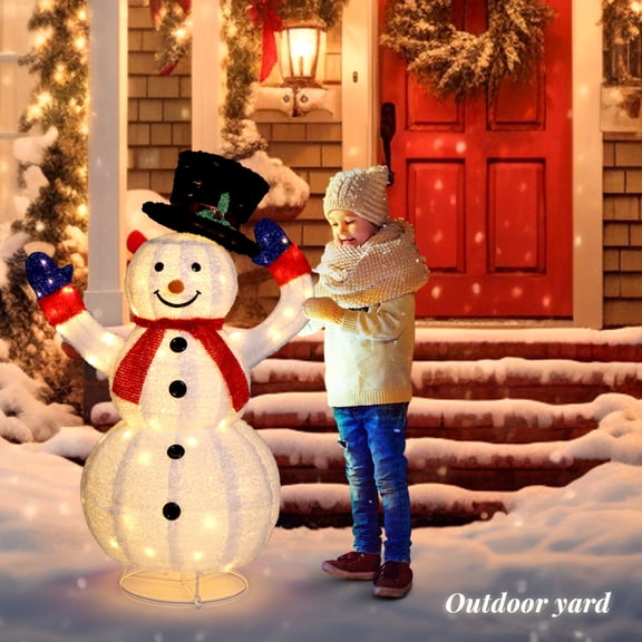 Zimtown Motorized LED Snowman with Automatic Hat Holiday Lighting, 4 ft