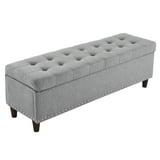 17.25" Square Upholstered Ottoman - Charcoal Grey Fabric Footrest Stool