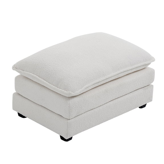 Zimtown Ottoman for Convertible Teddy Velvet Fabric Sofa Set Living Room Furniture Teddy White (Only Ottoman)