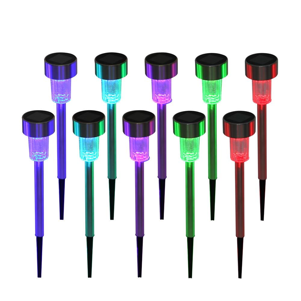 Zimtown Outdoor 10 Piece Colorful Stainless Steel Solar Power LED Pathway Lights