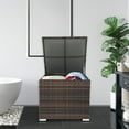 thumbnail image 1 of Zimtown 67 gal Outside Rattan Container Square Storage Box w/ Lid, Wicker Side Table, Indoor Wicker Box 28 in, Brown, 1 of 8