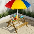 thumbnail image 1 of Zimtown Outdoor Child Picnic Set, Kids Activity Table Set with Umbrella, Toddler Table Seating Set for Patio Garden Backyard, Natural, 1 of 8