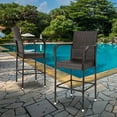 thumbnail image 1 of Zimtown Outdoor Patio 2PCS Brown Rattan Bar Chairs Wicker Bar Stools, 1 of 8