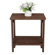 Zimtown Outdoor Patio Wood 19 Rectangular Side Table, Wooden Coffee Table for Indoor and Outdoor, Carbonized Color