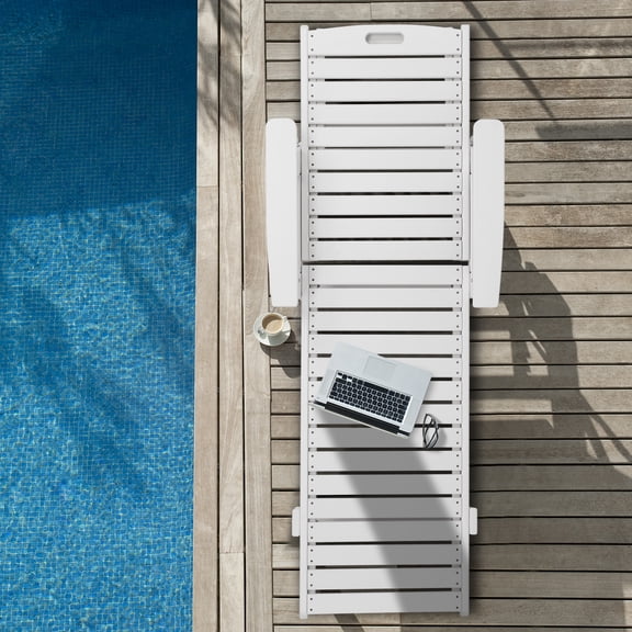 Zimtown Outdoor Recling Lounge Chair, Heavy Duty Chaise Chair for Garden Patio Poolside Beach, White