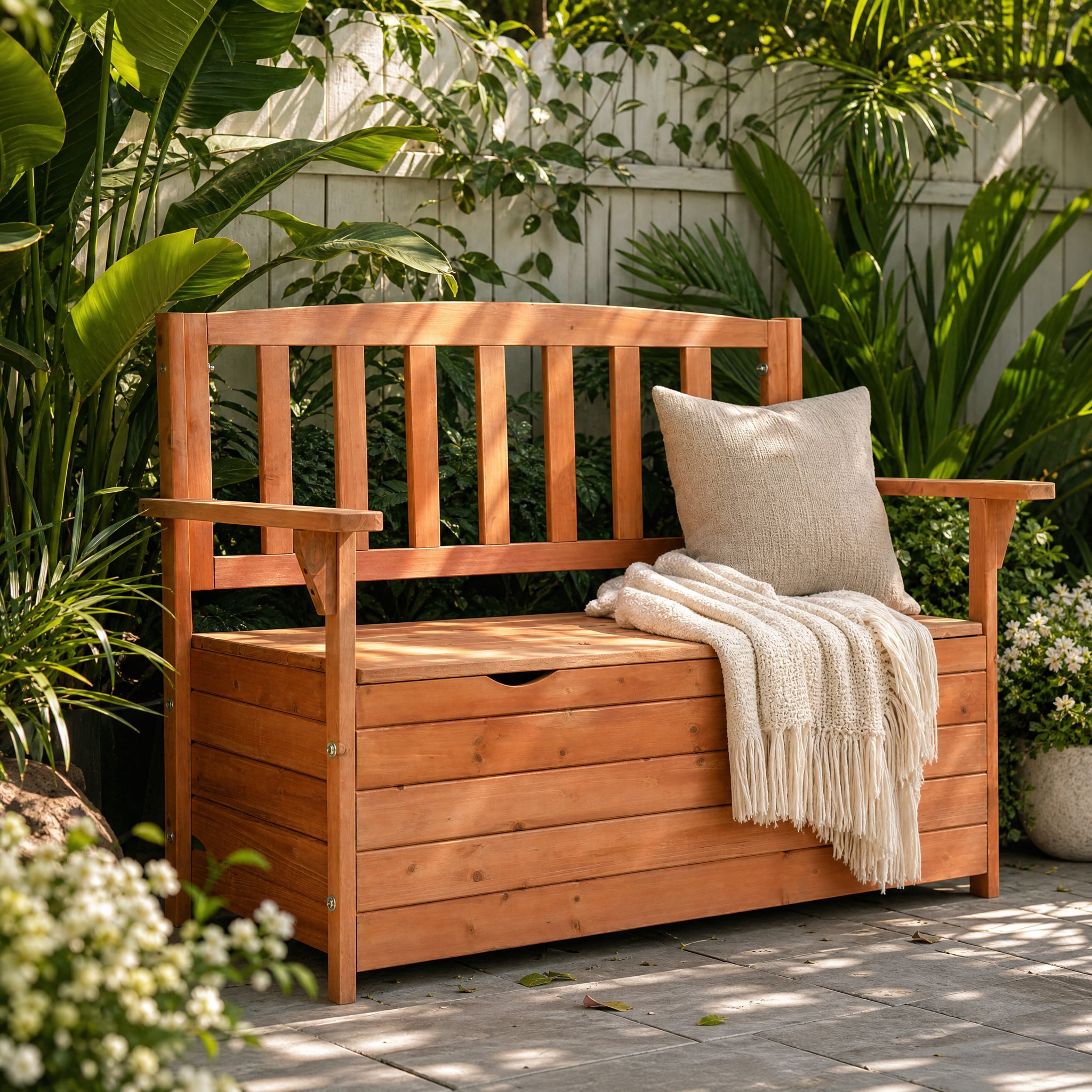 Zimtown Outdoor Storage Bench, Cedar, Waterproof Patio Furniture