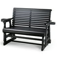 thumbnail image 1 of Zimtown Outdoor Swing Glider Chair,2-Person Patio Wooden Glider Bench with Cup Holder, Black, 1 of 7