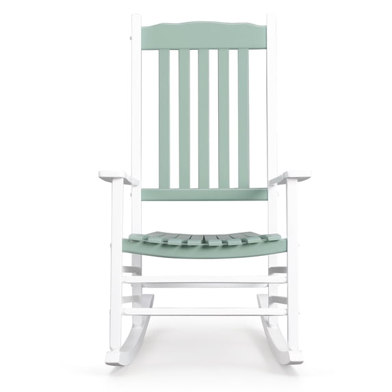 Zimtown Outdoor Wooden Rocking Chair Patio High Back Ergonomic Rocker for Porch Lawn Garden Mint Green