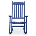 thumbnail image 1 of Zimtown Outdoor Wooden Rocking Chair Patio High Back Ergonomic Seat Porch Garden Navy Blue, 1 of 8