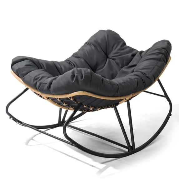 Zimtown Oversized Papasan Rocking Chair 36x48x31in 35.7lb Indoor/Outdoor Dark Gray