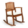 thumbnail image 1 of Zimtown Oversized Poplar Wood Outdoor Rocking Chair w/Cushion for Patio Garden Porch, Natural Wood Color, 1 of 7