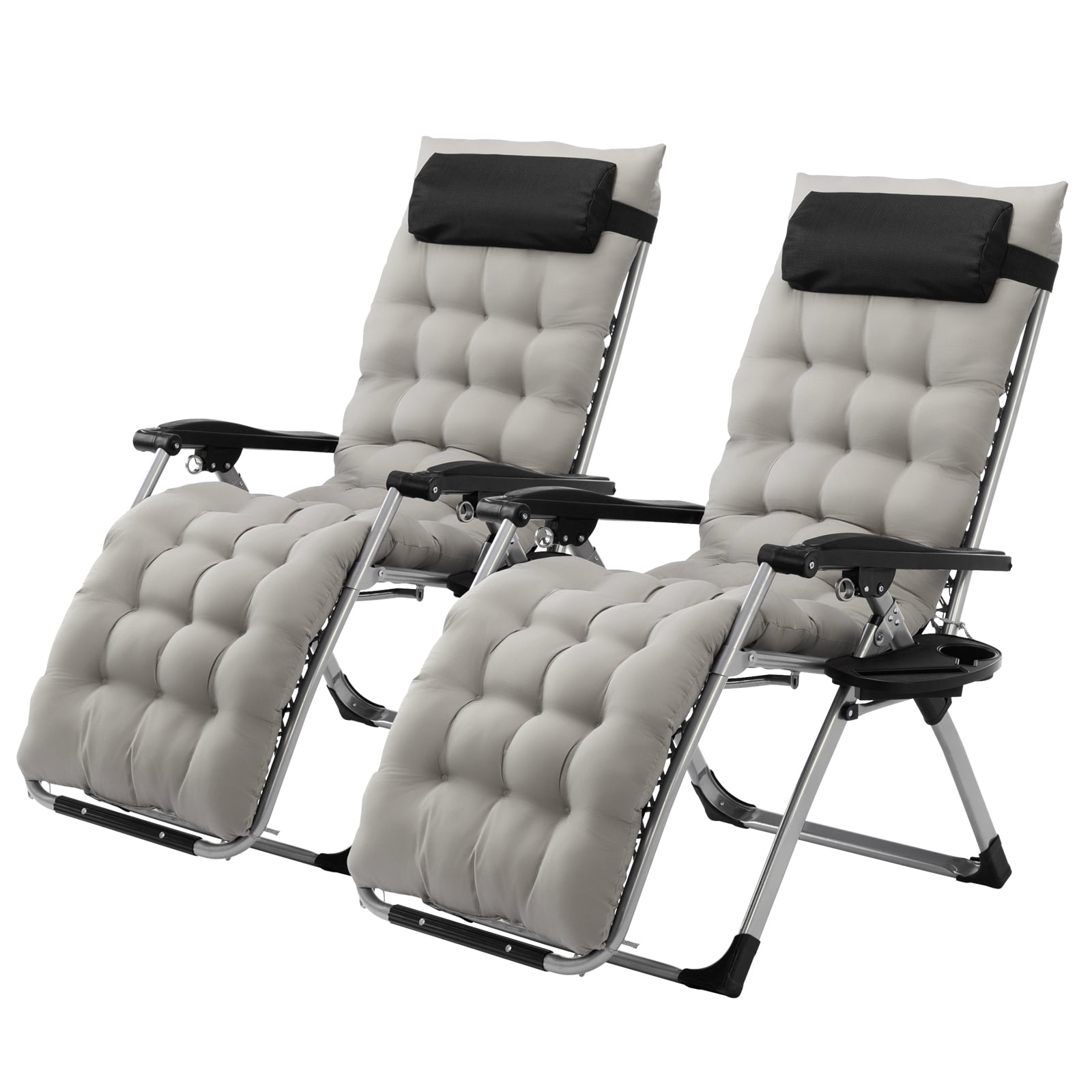 Zimtown Patio 2PCS Folding Chaise Lounge Zero Gravity Chairs with ...