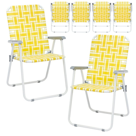 Zimtown Patio Lawn Chair Set,6 Pack Outdoor Beach Chair Portable Camping Chair Yellow