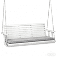 thumbnail image 1 of Zimtown Patio Wooden Porch Swing Swing Chair Bench Heavy Duty 880lbs with Hanging Chains for Outdoors,5 FT, White, 1 of 6