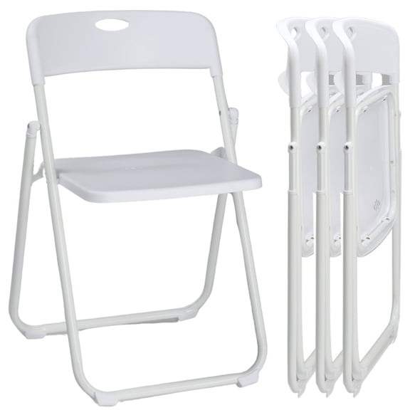 Zimtown Plastic Folding Chair Set of 4, Lightweight 330LB Load Capacity for Indoor/Outdoor, Stackable Portable Seating, White