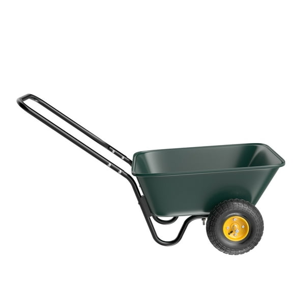 Zimtown Poly Dump Cart 2-Wheel Garden Wagon, 300lb Capacity Utility Cart with U-Shaped Handle for Yard Landscaping, Green