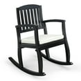 thumbnail image 1 of Zimtown Poplar Wood Outdoor Rocking Chair with Cushion, 36.2" Patio Rocker for Porch Deck Backyard, Black, 1 of 7