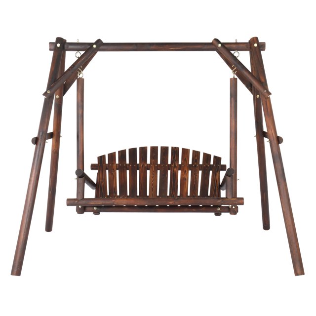 Zimtown Porch Swing Bench Rustic Loveseat Garden Wooden Swing for 2