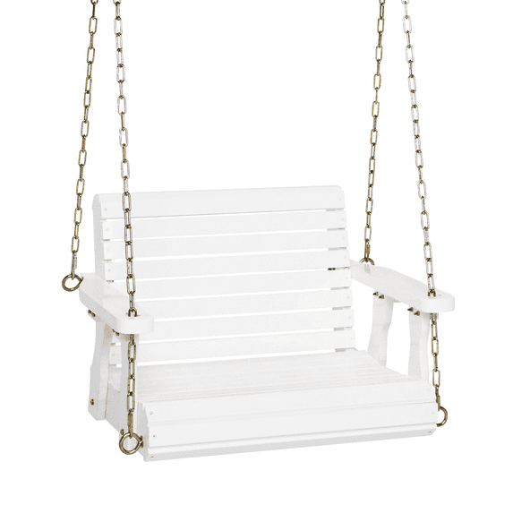 Zimtown Porch Swing Outdoor Swing Chair Bench Heavy Duty 440lbs 1-Person for Adults & Kids,with Adjustable Chains White