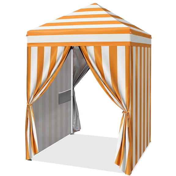 Zimtown Portable 5ft x 5ft Canopy Tent for Patio, Foldable Gazebo for Backyard, Orange Strips