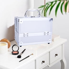 Zimtown Portable Aluminum Makeup Storage Case Train Case Bag with Mirror Silver Jewelry Box