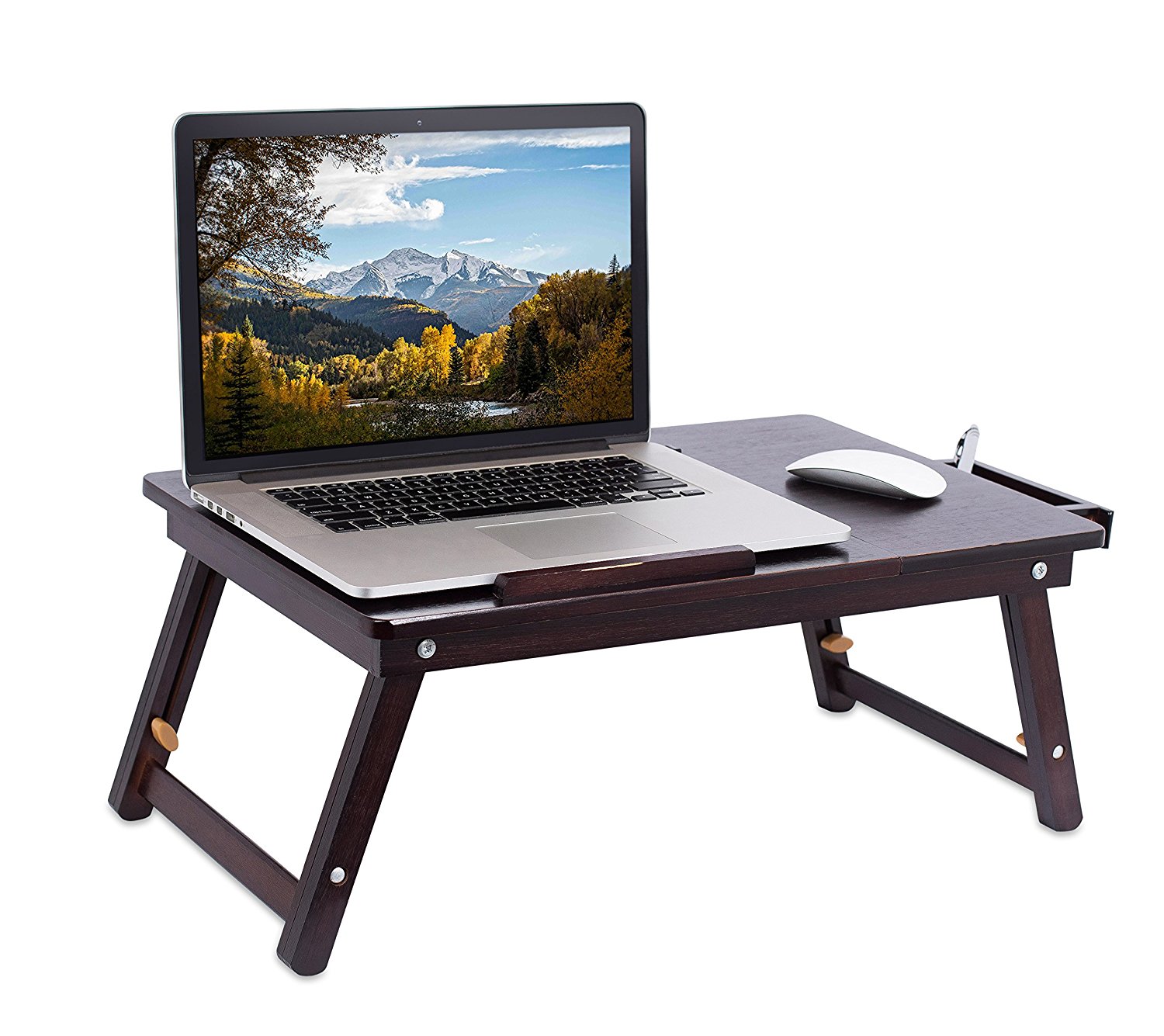 Zimtown Portable Bamboo Folding Laptop Desk Table Breakfast Serving Bed Tray Adjustable Leg - image 1 of 9