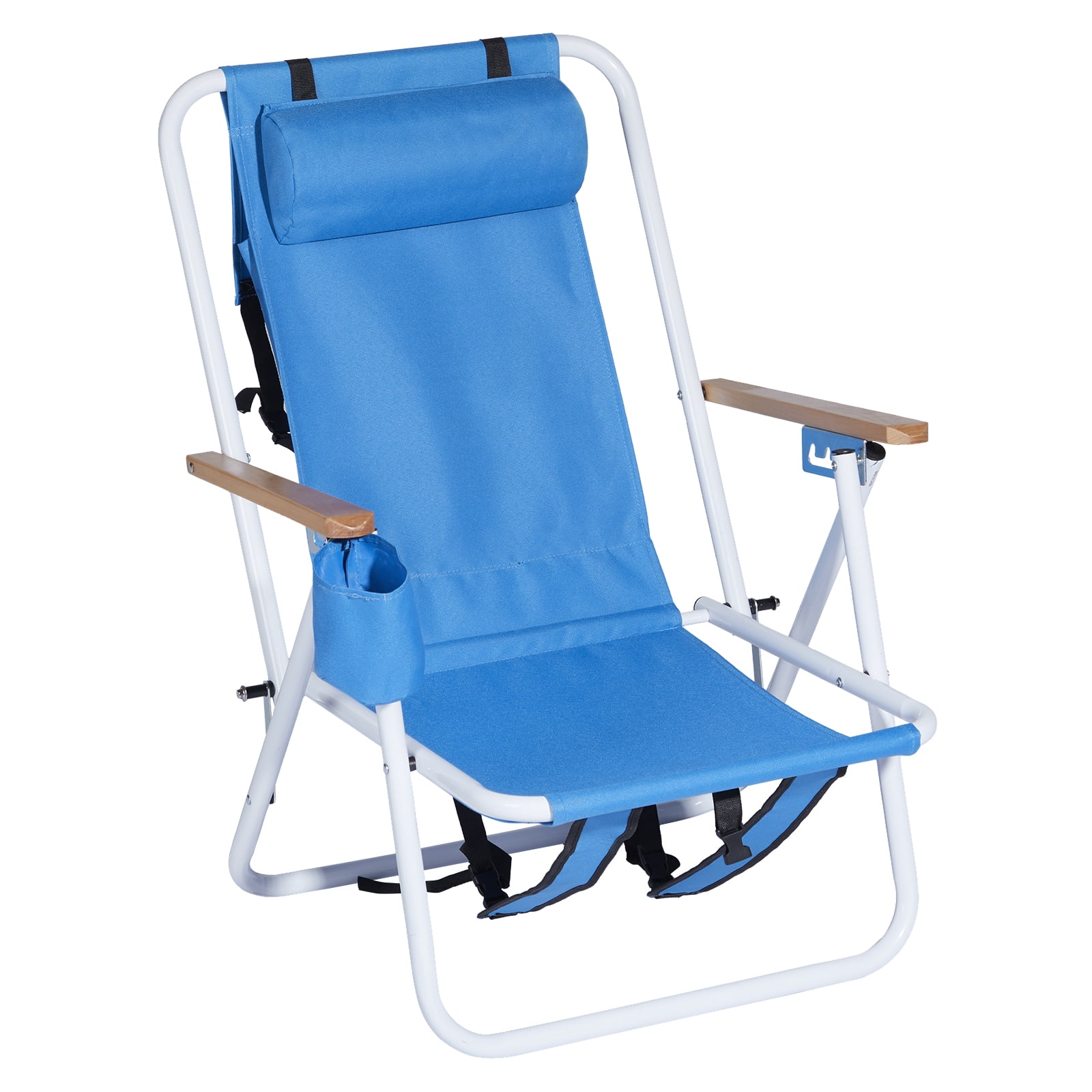 HIGHFLOW Zimtown Portable Beach Chair Folding Recliner Lounge Solid Camping Blue