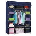 thumbnail image 1 of Zimtown Portable Closet Wardrobe with 5 Layers, 12 Grids, 1 Hanging Rod, Dark Blue Cloth Cover, 1 of 11