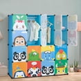 thumbnail image 1 of Zimtown Portable Wardrobe Closet, 16 Cube Kids Children Toy Clothes Bookshelf Plastic Storage Organzier, Blue, 1 of 8