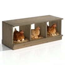 Zimtown Poultry Feeder Set, 3 Compartment Wodden Chicken Nesting Boxes for Egg Laying, Gray