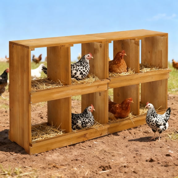 Zimtown Poultry Feeder Set, 8 Compartment Wodden Chicken Nesting Boxes for Egg Laying, Original