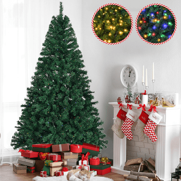 Zimtown Pre-lit 6ft Christmas Tree, Artificial Xmas Pine Tree with Lights 10 Modes, 1000 Tips Auto Open Trees, Christmas Decoration