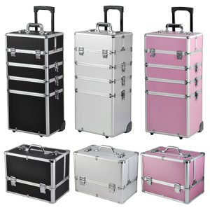 Rolling Makeup Train Case, Black Leopard Pattern