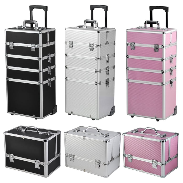 Rolling Makeup Train Case, Black Leopard Pattern photo 1