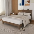 thumbnail image 1 of Zimtown Queen Bed Frame,Solid Pine Wood Platform Bed with Headboard, Rustic Walnut, 1 of 10