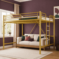 thumbnail image 1 of Zimtown Queen Size Loft Bed with Reversible Ladder, Metal Bed Frame for Adults, Guardrails, Space-Saving, Gold, 1 of 7