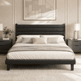 thumbnail image 1 of Zimtown Queen Platform Upholstered Bed Frame with Soft Adjustable Headboard, Wooden Mattress Foundation,No Box Spring Needed, Black, 1 of 6