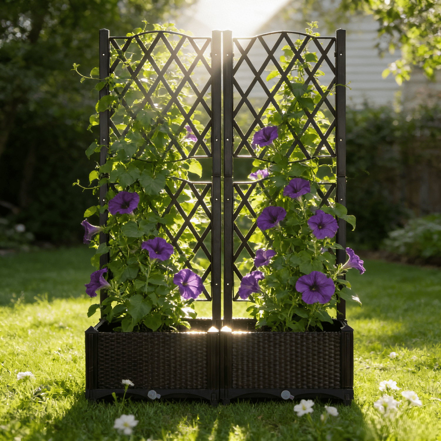 Zimtown Raised Garden Bed with Trellis for Climbing Plants, Planter Box  with Self Draining Gap, Freestanding Trellis Planter for Outdoor, Patio,  Deck, 31.5'' x 15.7'' x 48.2', Brown - Walmart.com