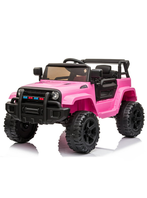 Zimtown Ride On Car Truck, 12V Battery Electric Kids Toy with Remote Control, LED Lights and Realistic Horns, Pink