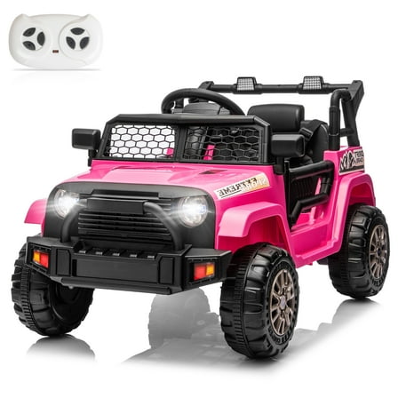 Zimtown Ride On Car Truck, 12V Battery Electric Kids Toy with Remote Control, LED Lights and Realistic Horns, Pink