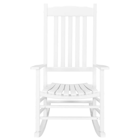 Zimtown Rocking Chair Solid Wooden Frame Outdoor & Indoor Rocker for Garden White
