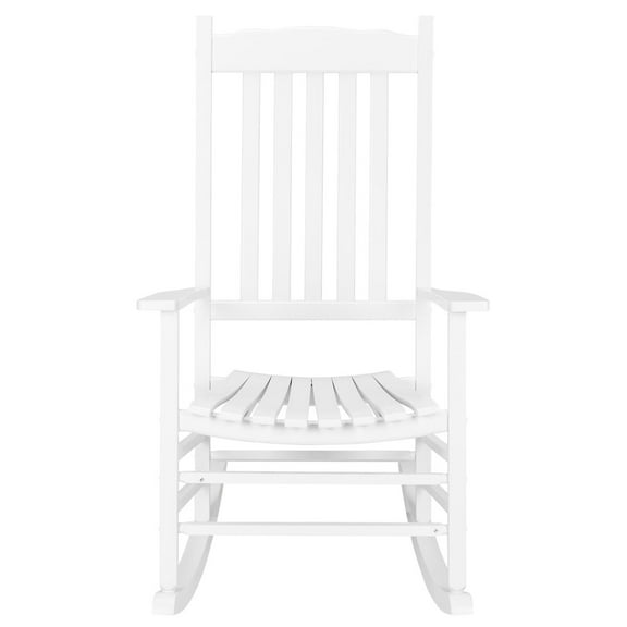 Zimtown Rocking Chair Solid Wooden Frame Outdoor & Indoor Rocker for Garden White