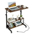 thumbnail image 1 of Zimtown Rolling Computer Desk Stand Side Table Coffee Sofa End Cart Laptop PC Tray with USB Charging Station, 1 of 11