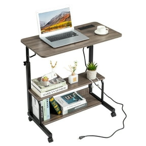 Zimtown Rolling Computer Laptop Desk Adjustable Side Table Sofa End Cart PC Tray with Charging Station