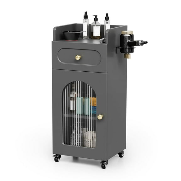 Zimtown Rolling Salon Trolley Cart with Wheels & Drawers for Hair Stylists, Gray