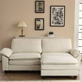 thumbnail image 1 of Zimtown Sectional L-Shaped Sofa with Ottoman, 3-4 Person Living Room Couch, 2 Seater and 1 Ottoman, Double-Layered Burlap, Beige, 1 of 9